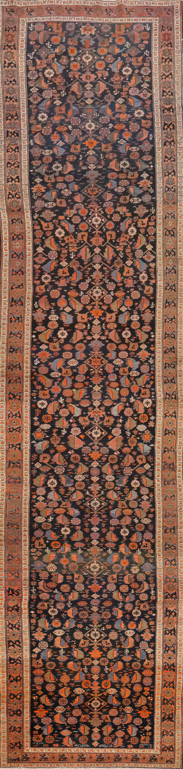 Antique Vegetable Dye Bidjar Persian Runner Rug 3x18