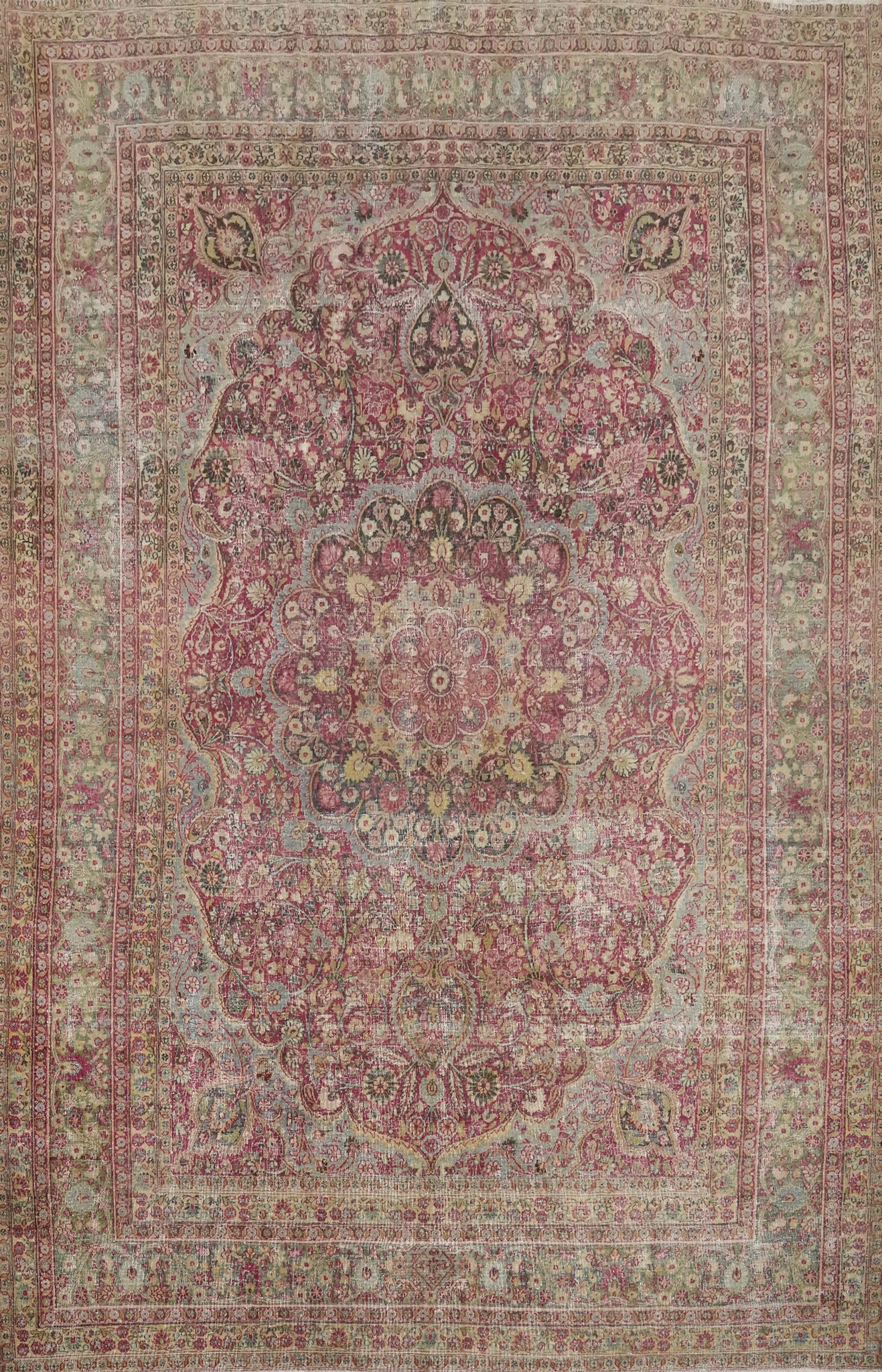 Antique Vegetable Dye Mashad Persian Area Rug 8x11