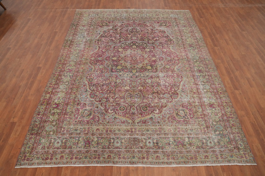 Antique Vegetable Dye Mashad Persian Area Rug 8x11
