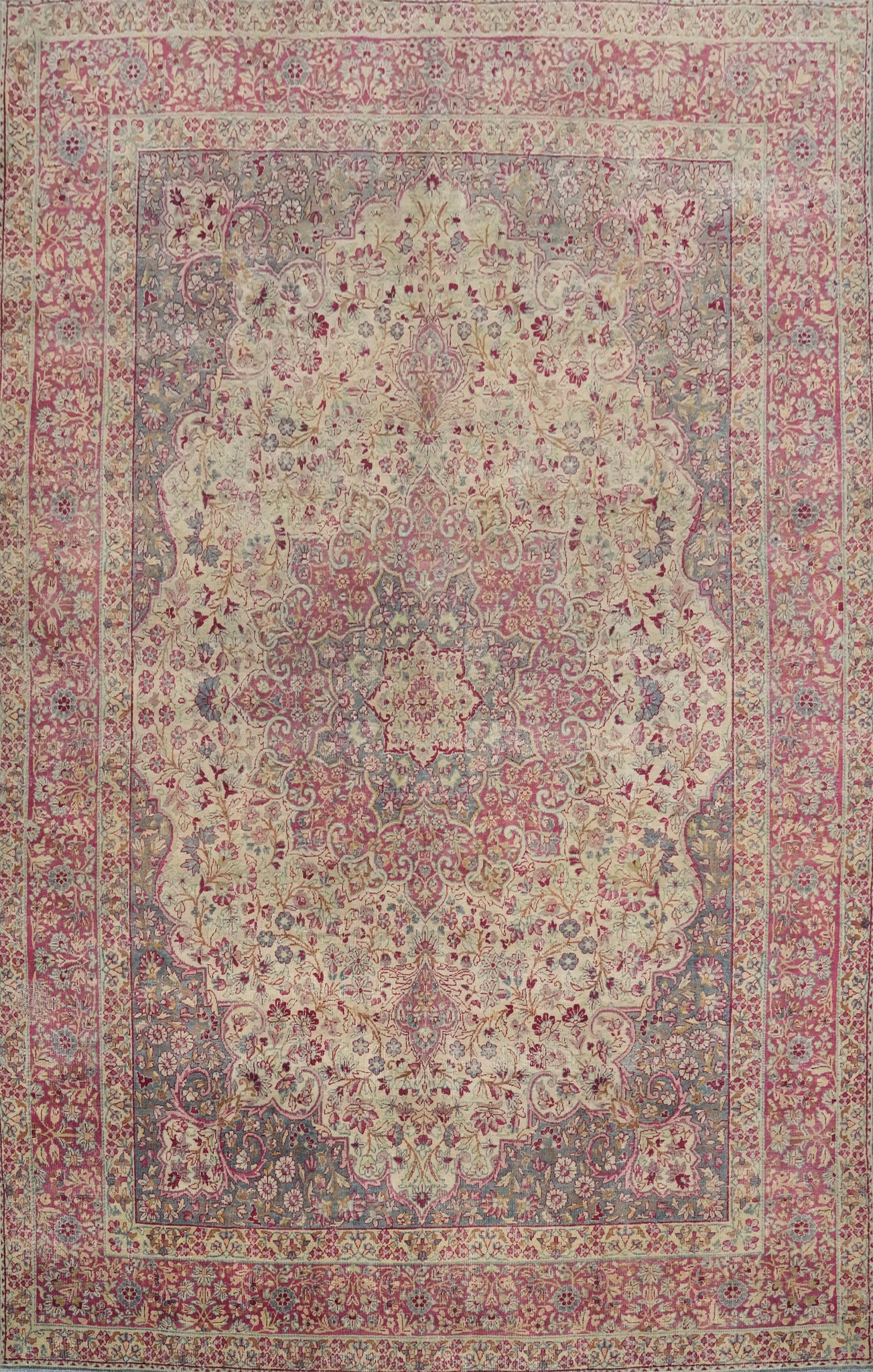 Pre-1900 Vegetable Dye Kerman Ravar Persian Area Rug 8x11