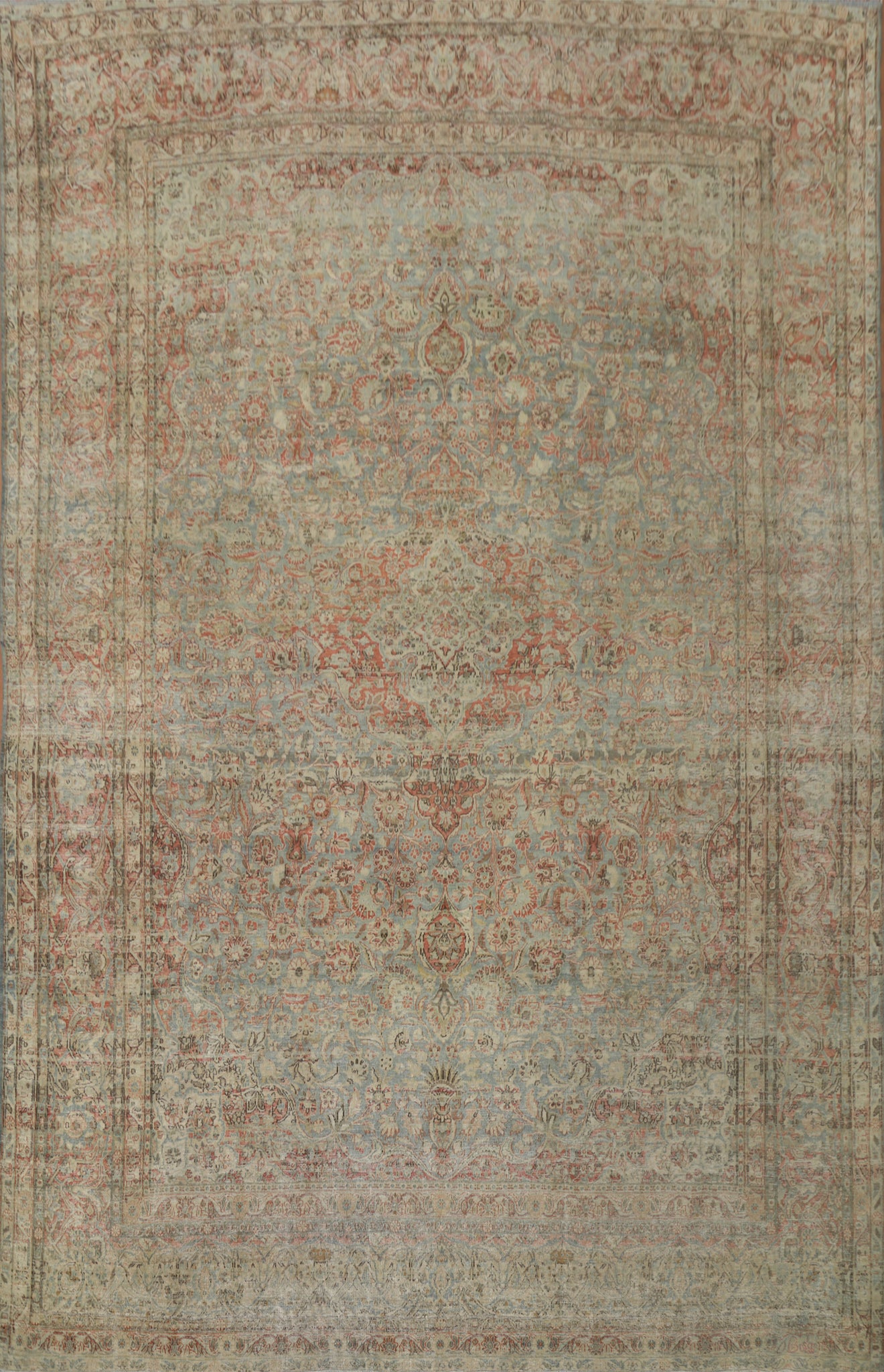 Pre-1900 Antique Kashan Vegetable Dye Persian Rug 9x11