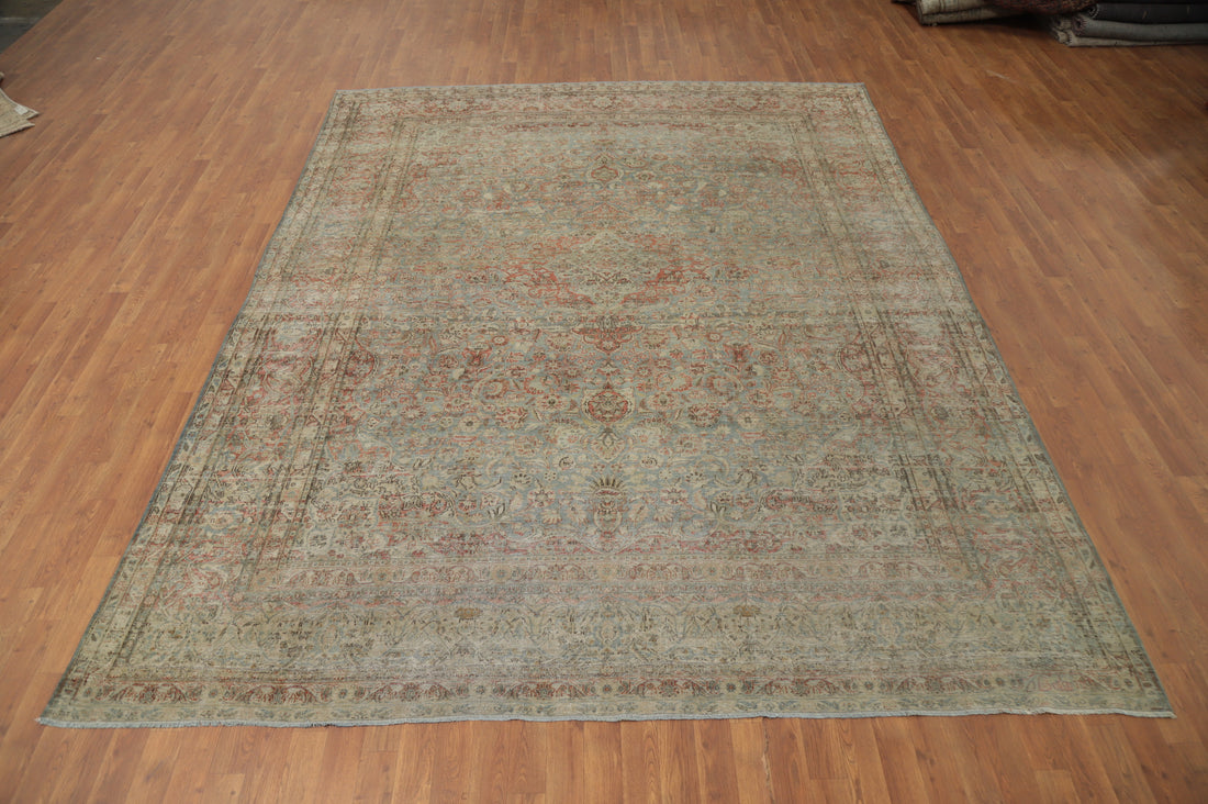 Pre-1900 Antique Kashan Vegetable Dye Persian Rug 9x11