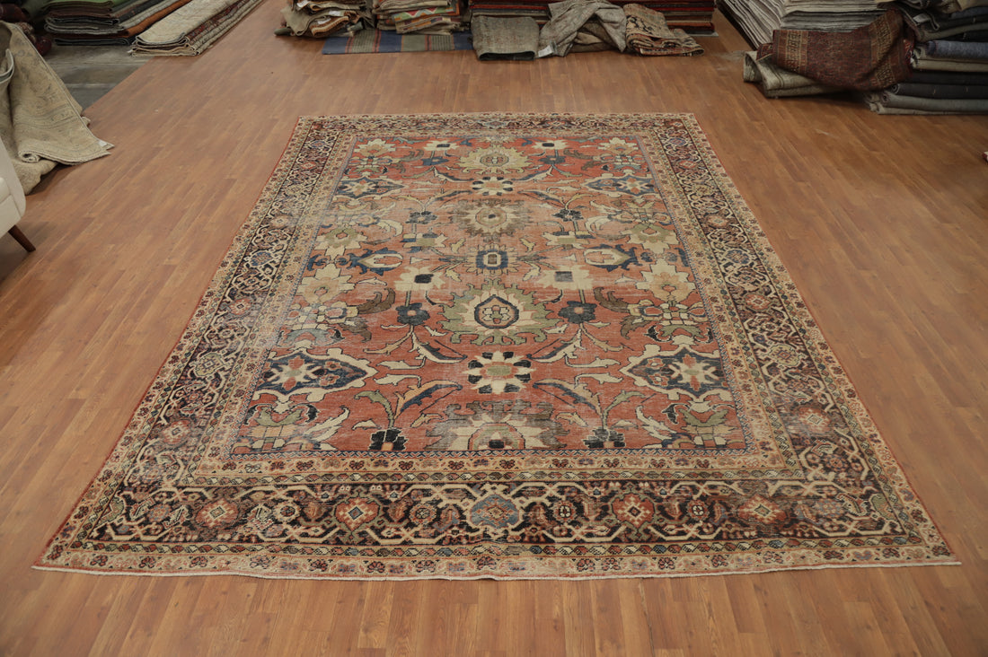 Pre-1900 Vegetable Dye Sultanabad Persian Area Rug 9x13