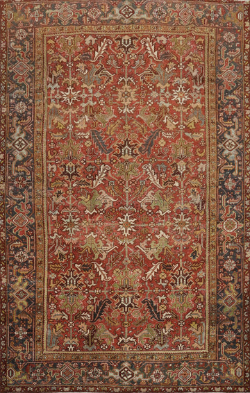 Antique Vegetable Dye Heriz Serapi Persian Area Rug 7x10