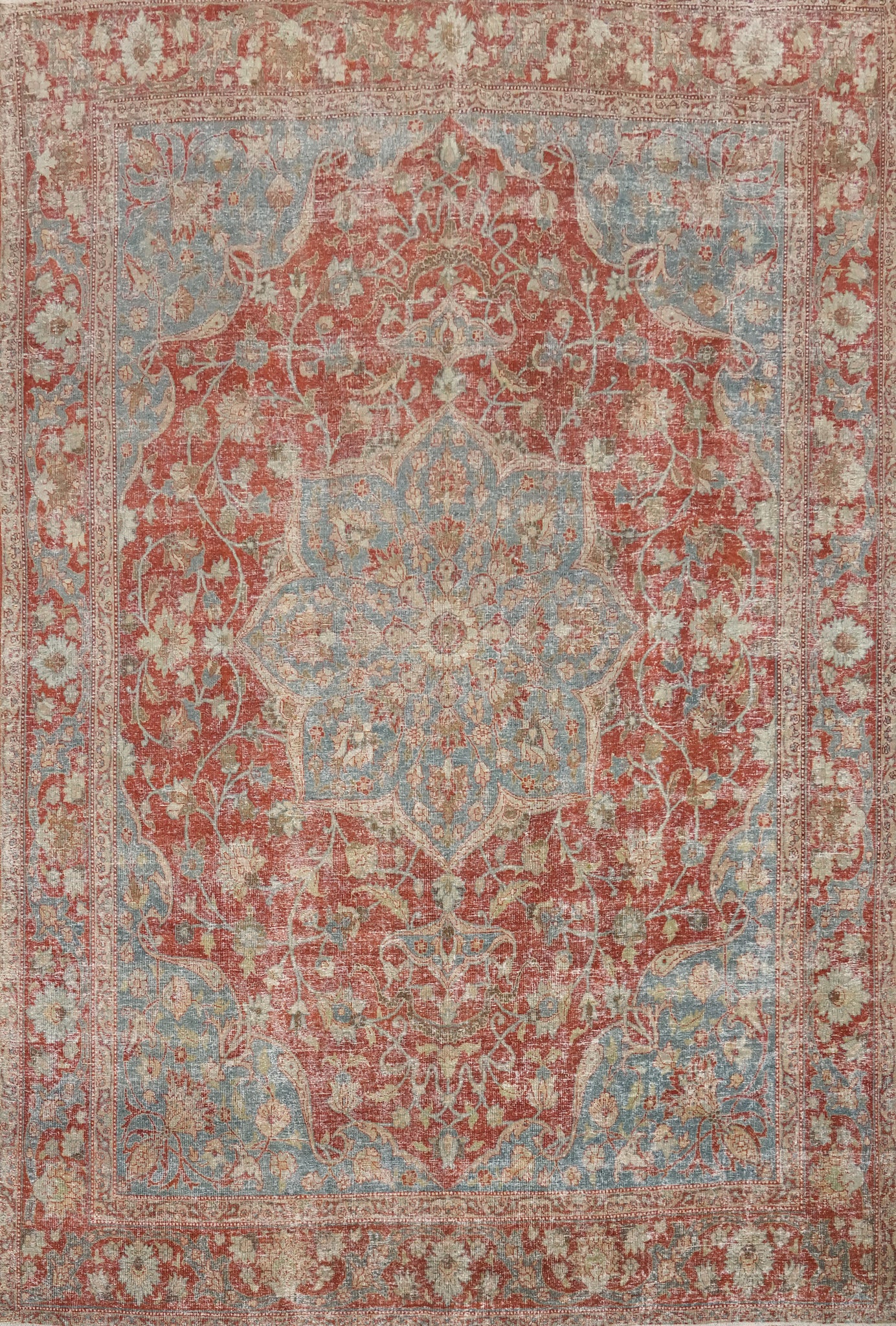 Antique Vegetable Dye Sarouk Persian Area Rug 9x12