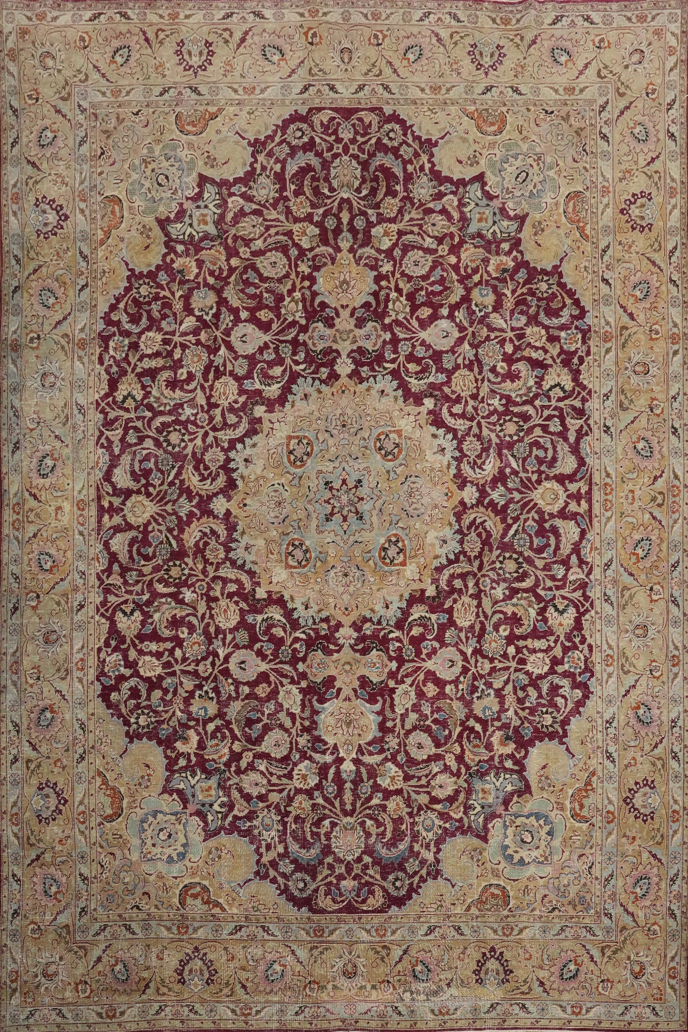 Antique Vegetable Dye Kashan Persian Area Rug 10x13