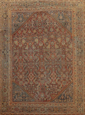 Pre-1900 Antique Vegetable Dye Sultanabad Persian Area Rug 10x11