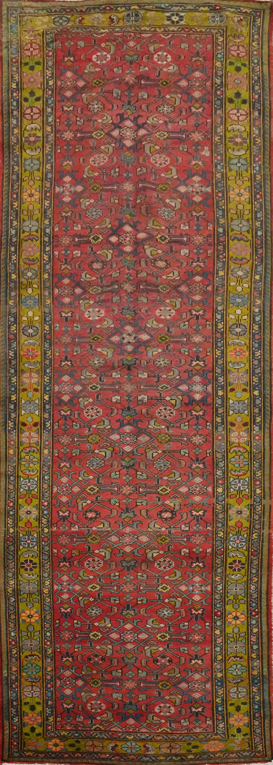 Vintage Wool Hamedan Persian Runner Rug 4x12