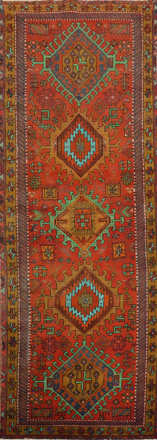 Vintage Wool Heriz Persian Runner Rug 3x10
