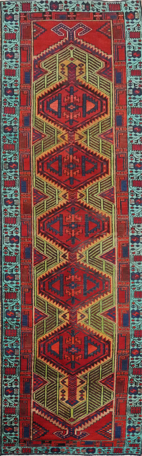 Geometric Ardebil Persian Runner Rug 3x11