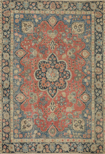 Antique Wool Floral Tabriz Persian Rug 4x6