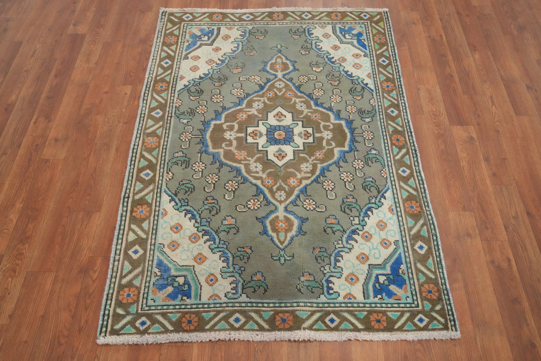 Vintage Wool Medallion Tabriz Persian Rug 3x5