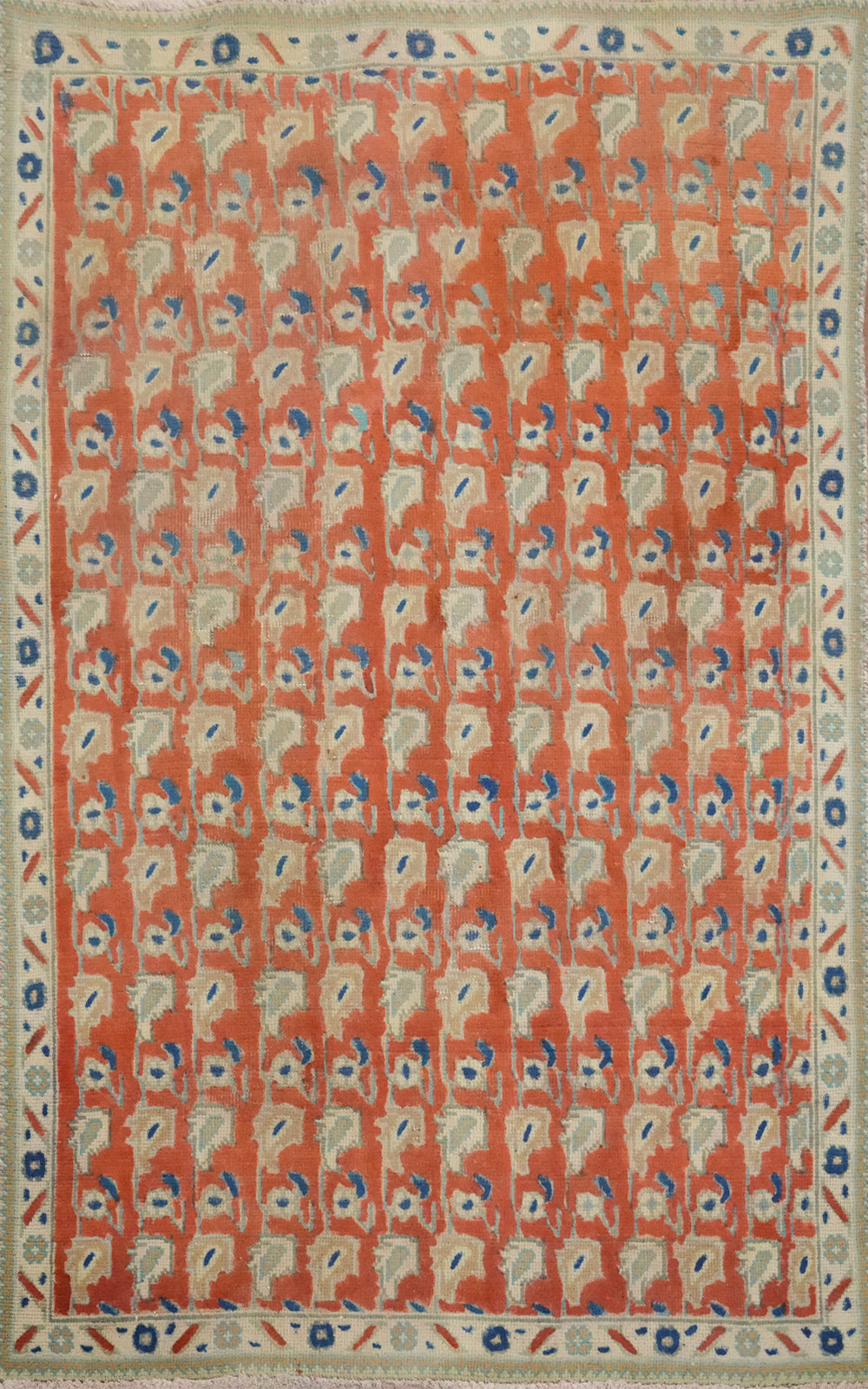 Handmade Orange Wool Tabriz Persian Rug 3x5