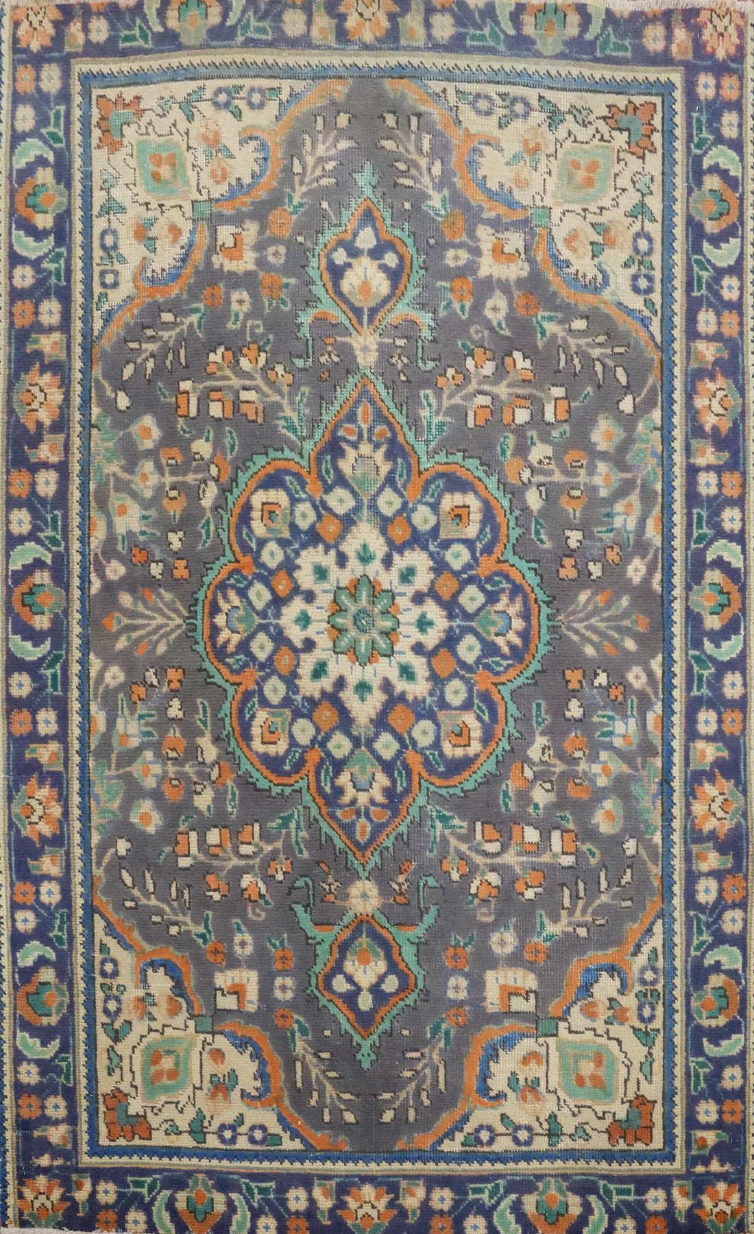 Vintage Floral Wool Tabriz Persian Rug 3x5