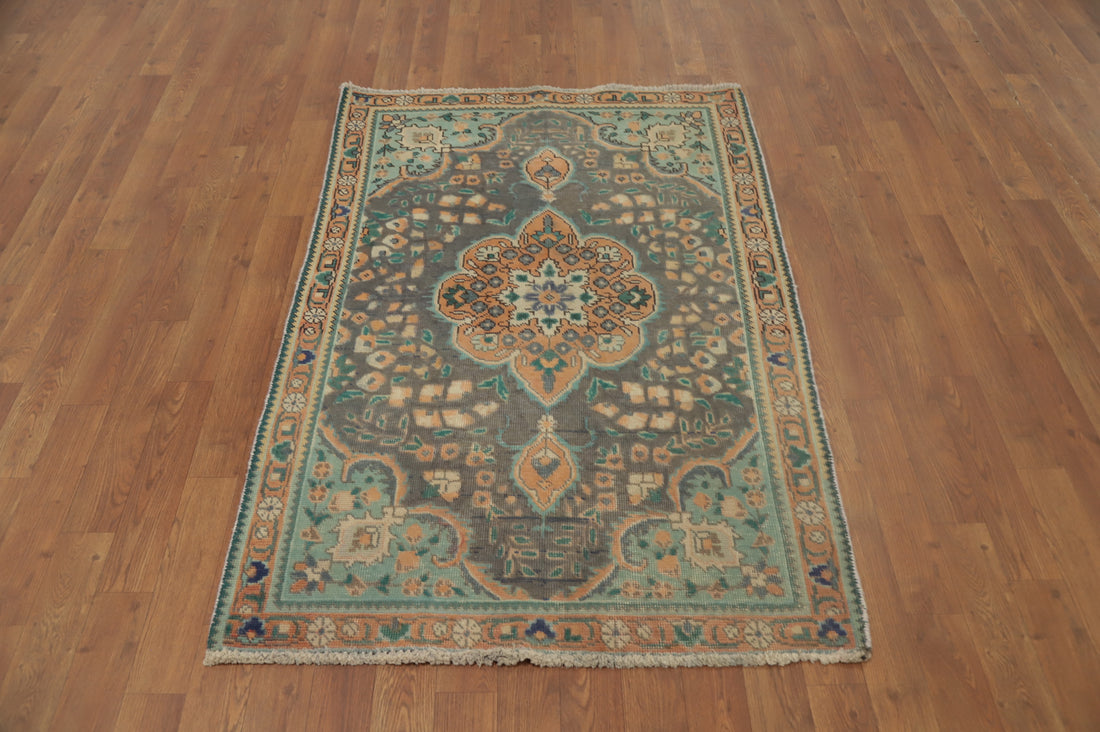 Vintage Wool Floral Tabriz Persian Rug 3x5