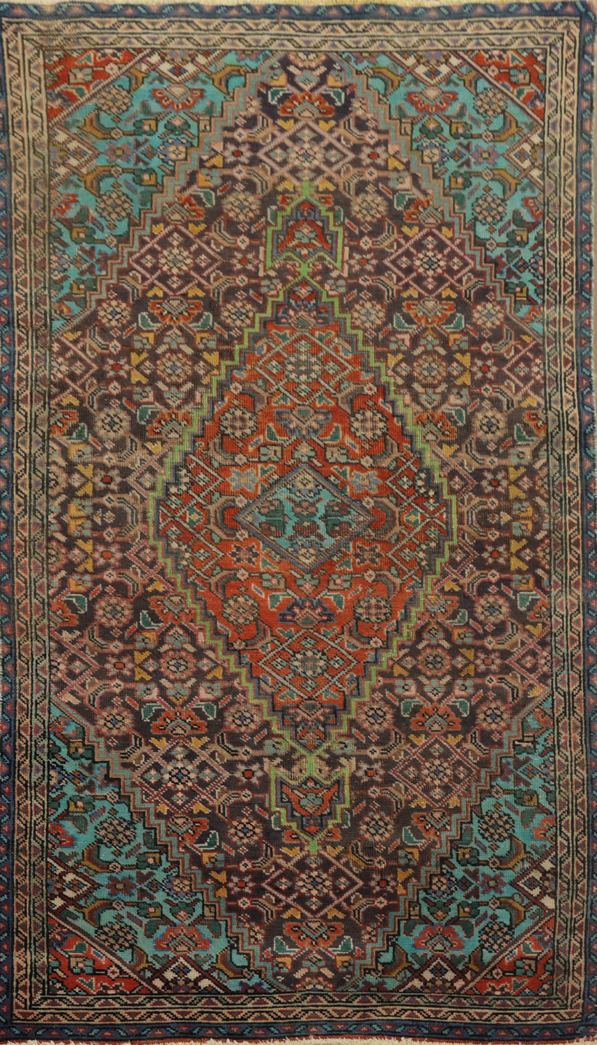 Vintage Geometric Tabriz Persian Rug 3x6