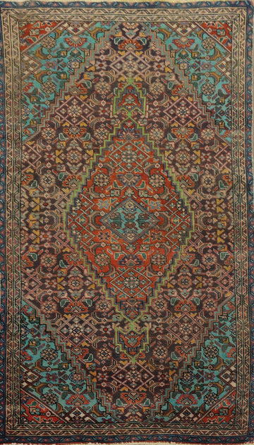 Vintage Geometric Tabriz Persian Rug 3x6