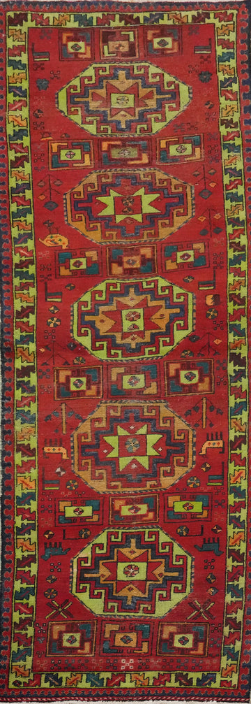 Vintage Red Hamedan Persian Runner Rug 3x10
