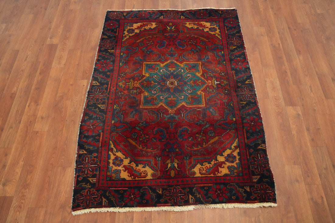 Handmade Wool Heriz Persian Rug 3x4