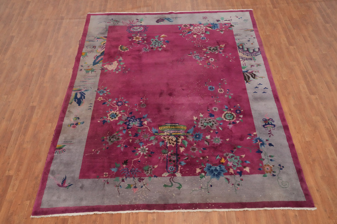 Antique Vegetable Dye Art Deco Nichols Chinese Area Rug 9x11