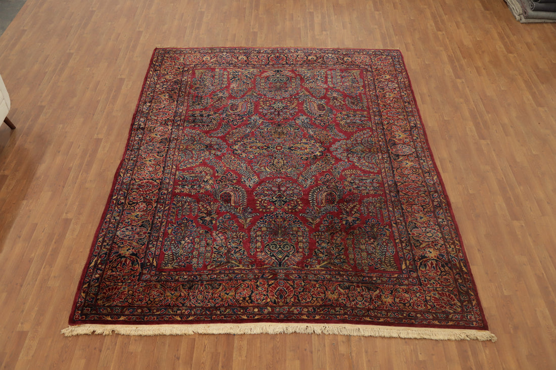 Antique Vegetable Dye Sarouk Persian Area Rug 9x12
