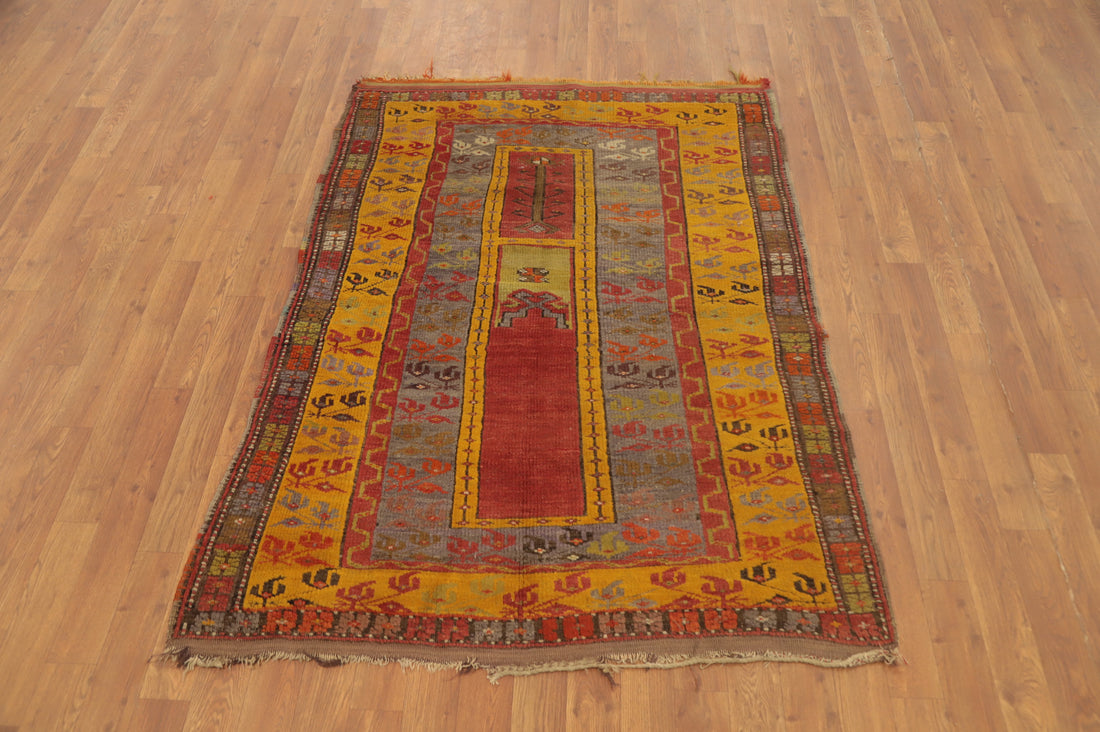 Antique Vegetable Dye Anatolian Turkish Rug 4x5