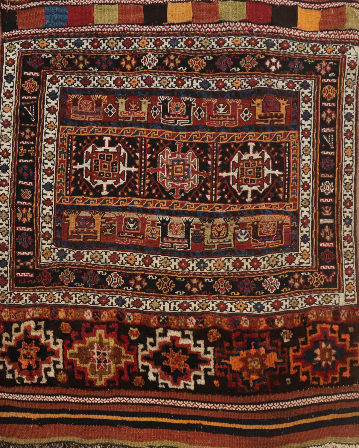 Vegetable Dye Wool & Silk Sumak Persian Rug 3x3