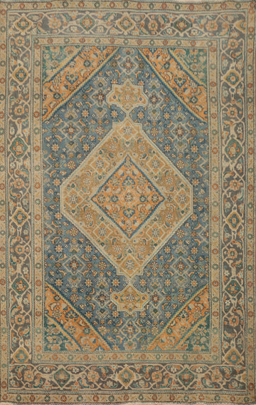 Blue Geometric Tabriz Persian Area Rug 6x9