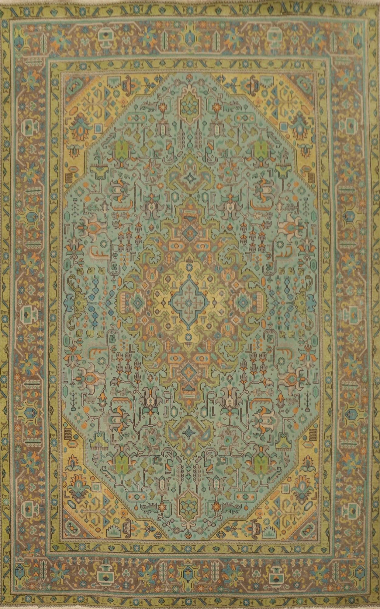 Vintage Wool Tabriz Persian Area Rug 7x10