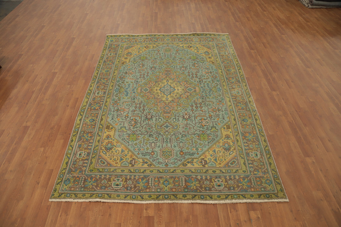 Vintage Wool Tabriz Persian Area Rug 7x10