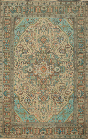 Geometric Wool Tabriz Persian Area Rug 6x9
