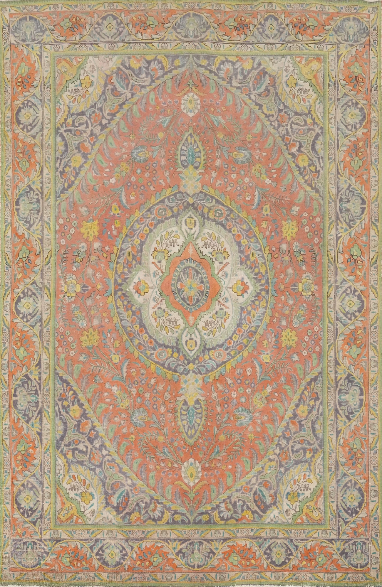 Vintage Floral Medallion Tabriz Persian Area Rug 6x9