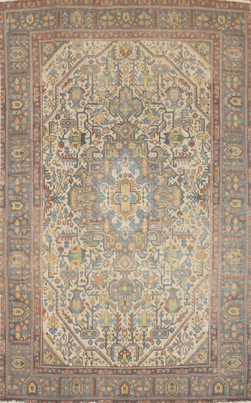 Vintage Geometric Tabriz Persian Area Rug 6x9