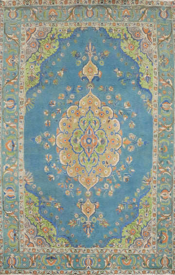 Traditional Blue Tabriz Persian Area Rug 7x9