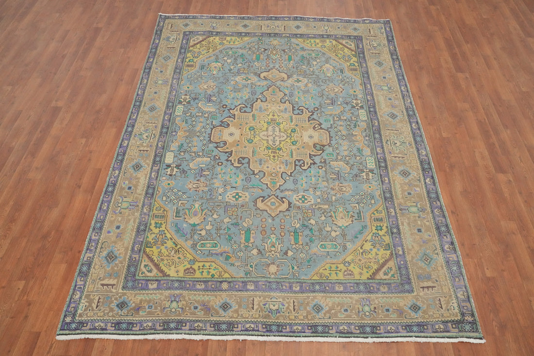 Vintage Wool Tabriz Persian Area Rug 6x9
