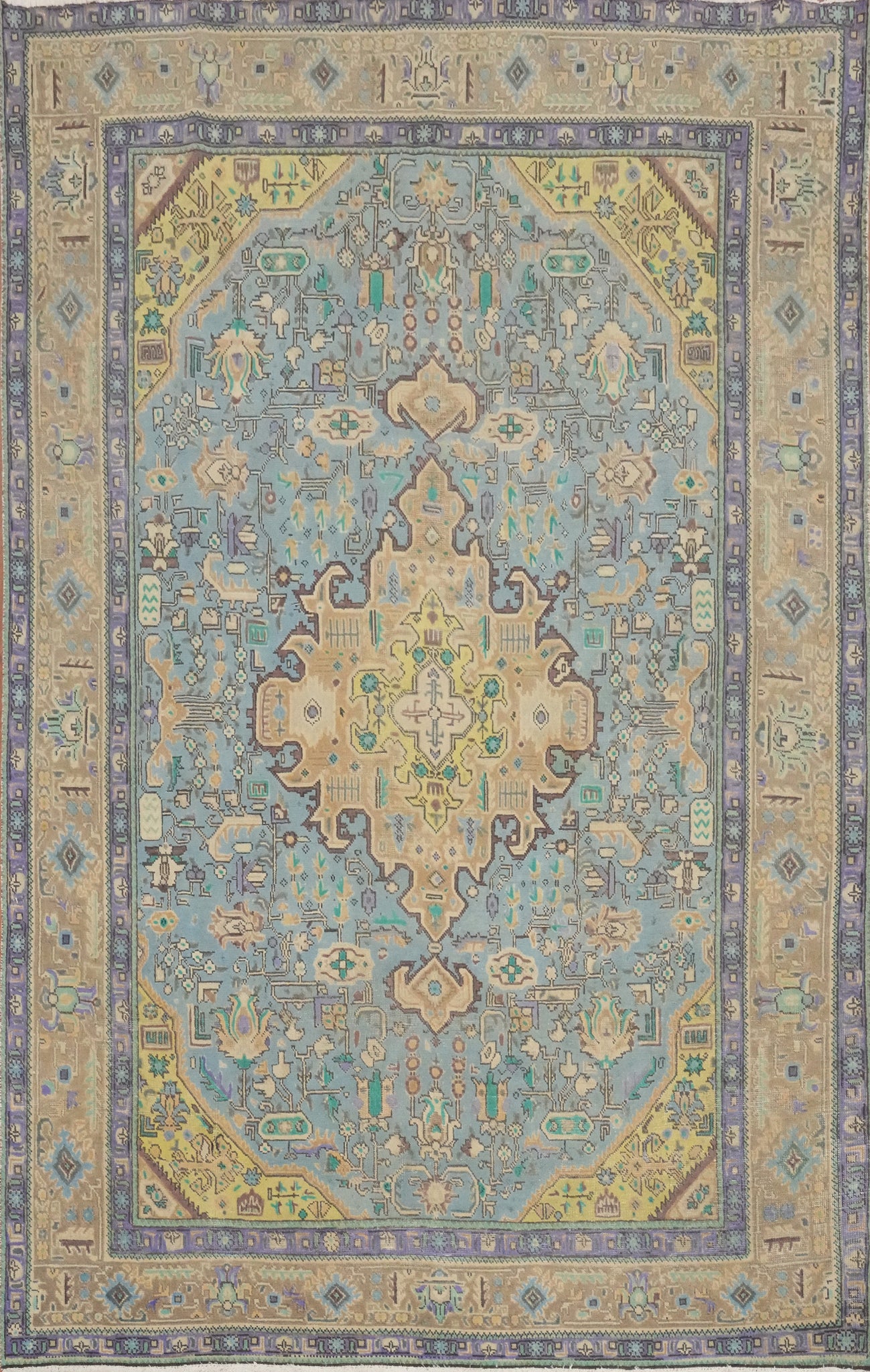 Vintage Wool Tabriz Persian Area Rug 6x9