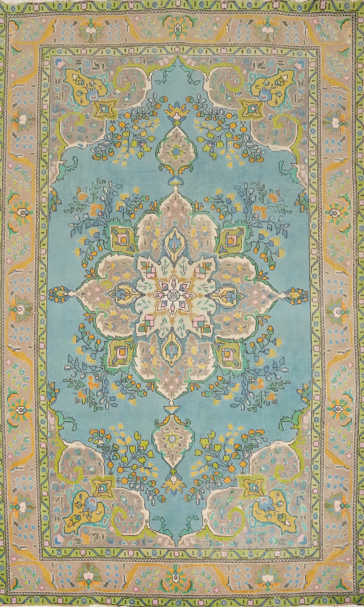 Light Blue Traditional Tabriz Persian Area Rug 7x10