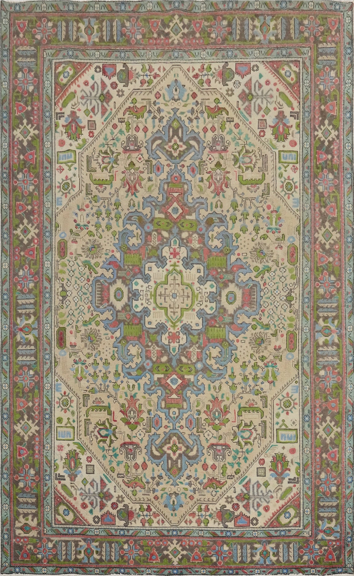 Geometric Wool Tabriz Persian Area Rug 6x9