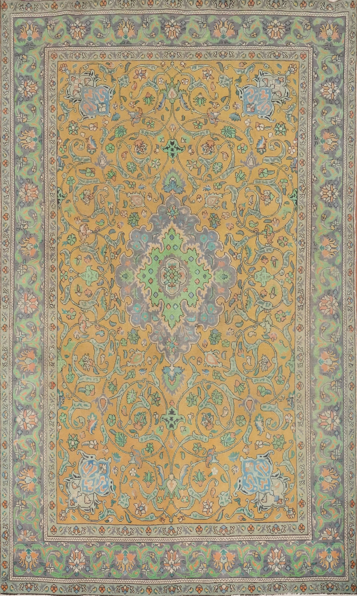 Vintage Wool Tabriz Persian Area Rug 7x10