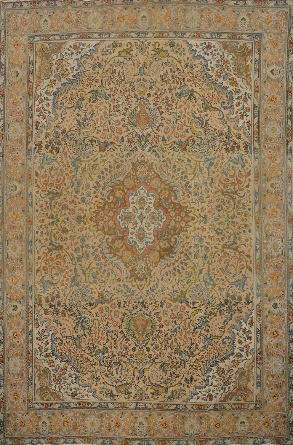 Vintage Floral Tabriz Persian Area Rug 10x13