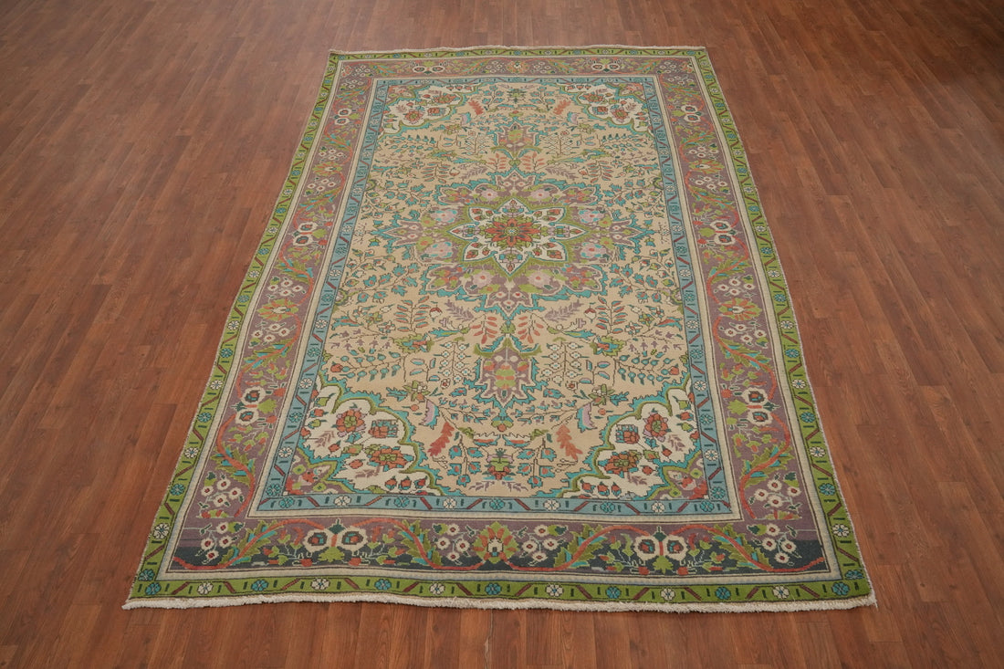 Vintage Wool Tabriz Persian Area Rug 6x10