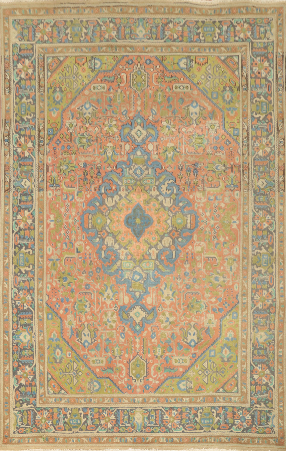 Vintage Wool Tabriz Persian Area Rug 6x9