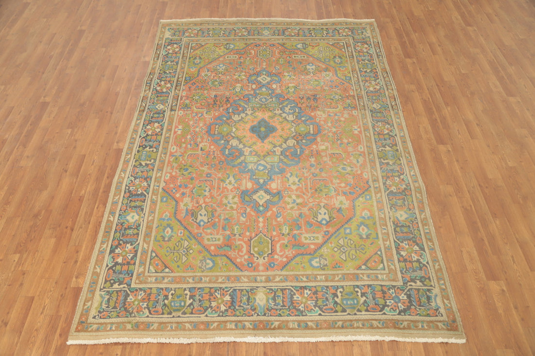 Vintage Wool Tabriz Persian Area Rug 6x9