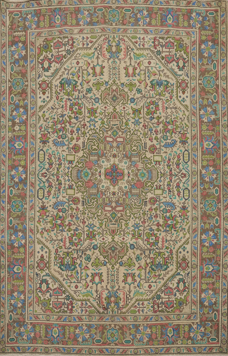 Vintage Wool Tabriz Persian Area Rug 7x9