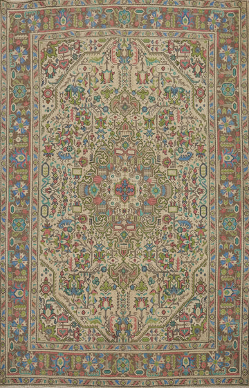 Vintage Wool Tabriz Persian Area Rug 7x9