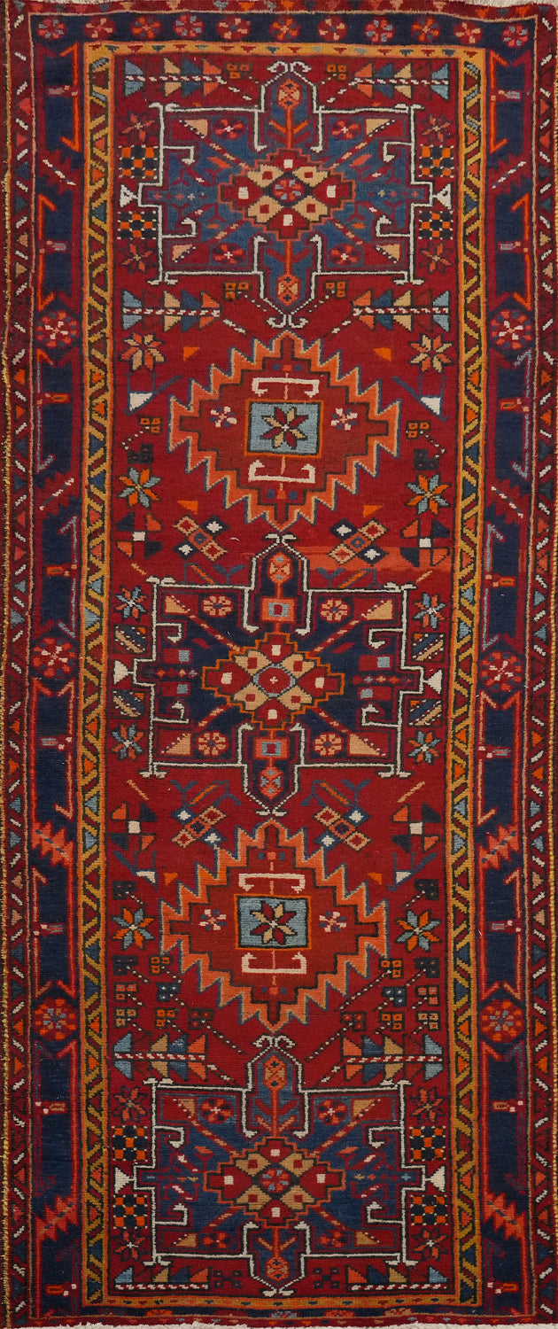Geometric Heriz Persian Runner Rug 3x10
