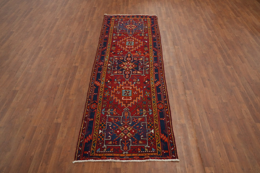 Geometric Heriz Persian Runner Rug 3x10