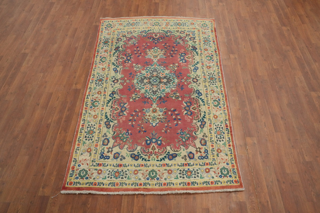 Traditional Wool Floral Tabriz Persian Rug 4x7