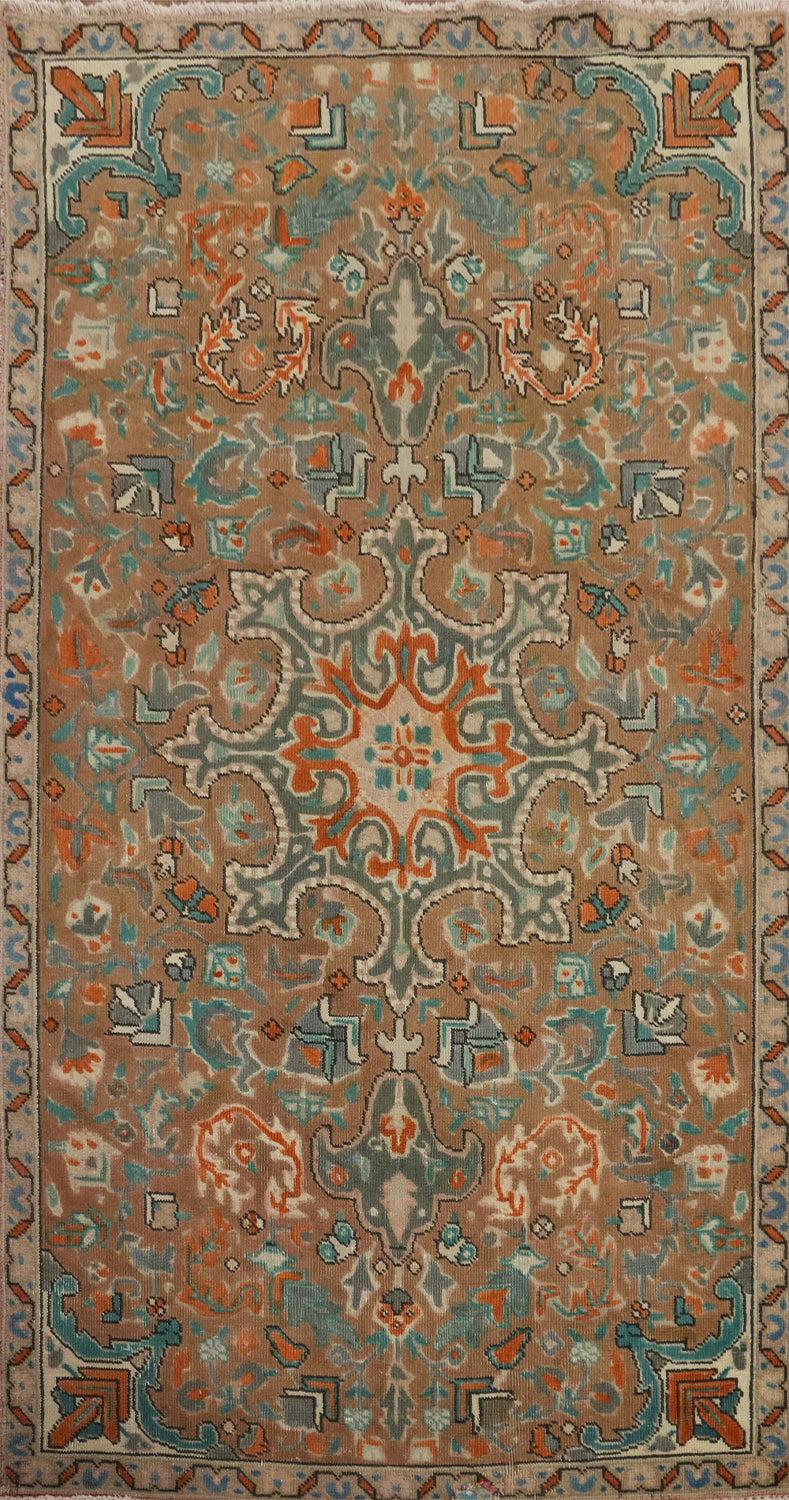 Vintage Wool Medallion Heriz Persian Rug 3x6