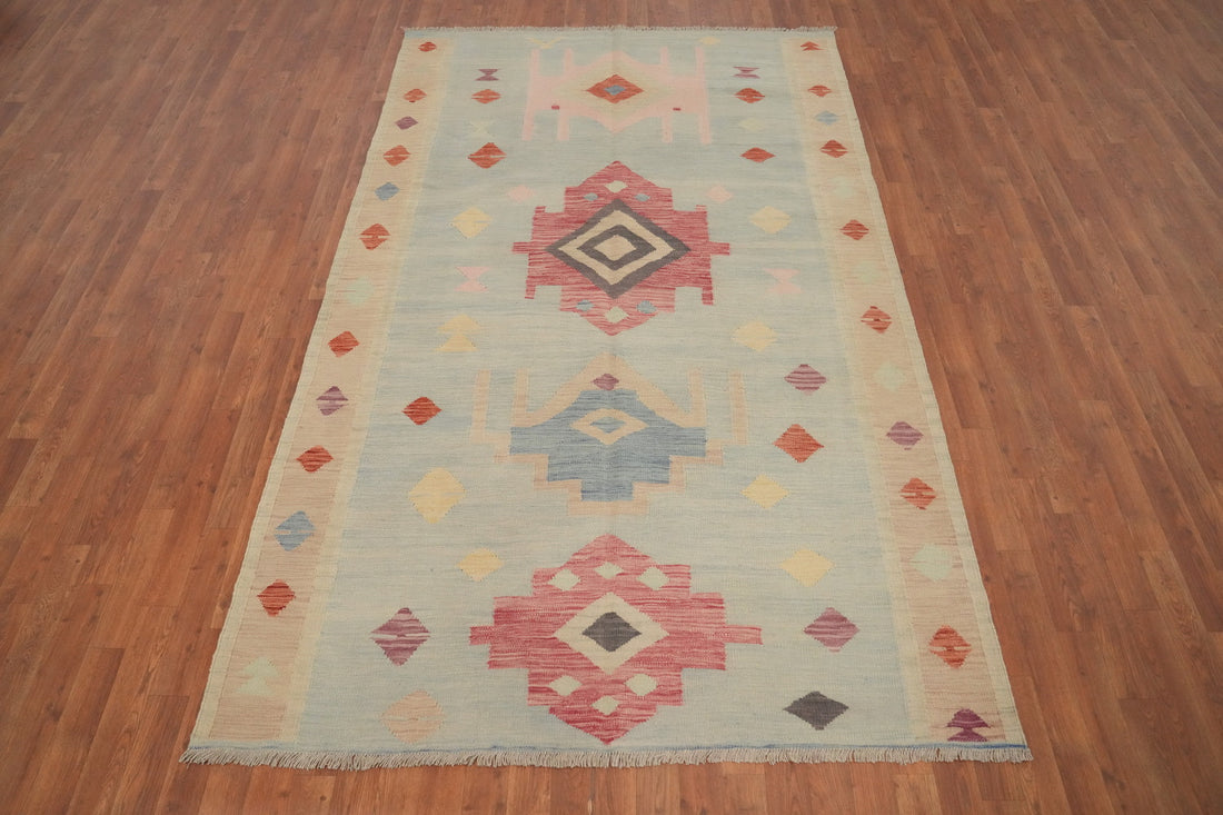 Vegetable Dye Wool Kilim Handwoven Area Rug 5x9